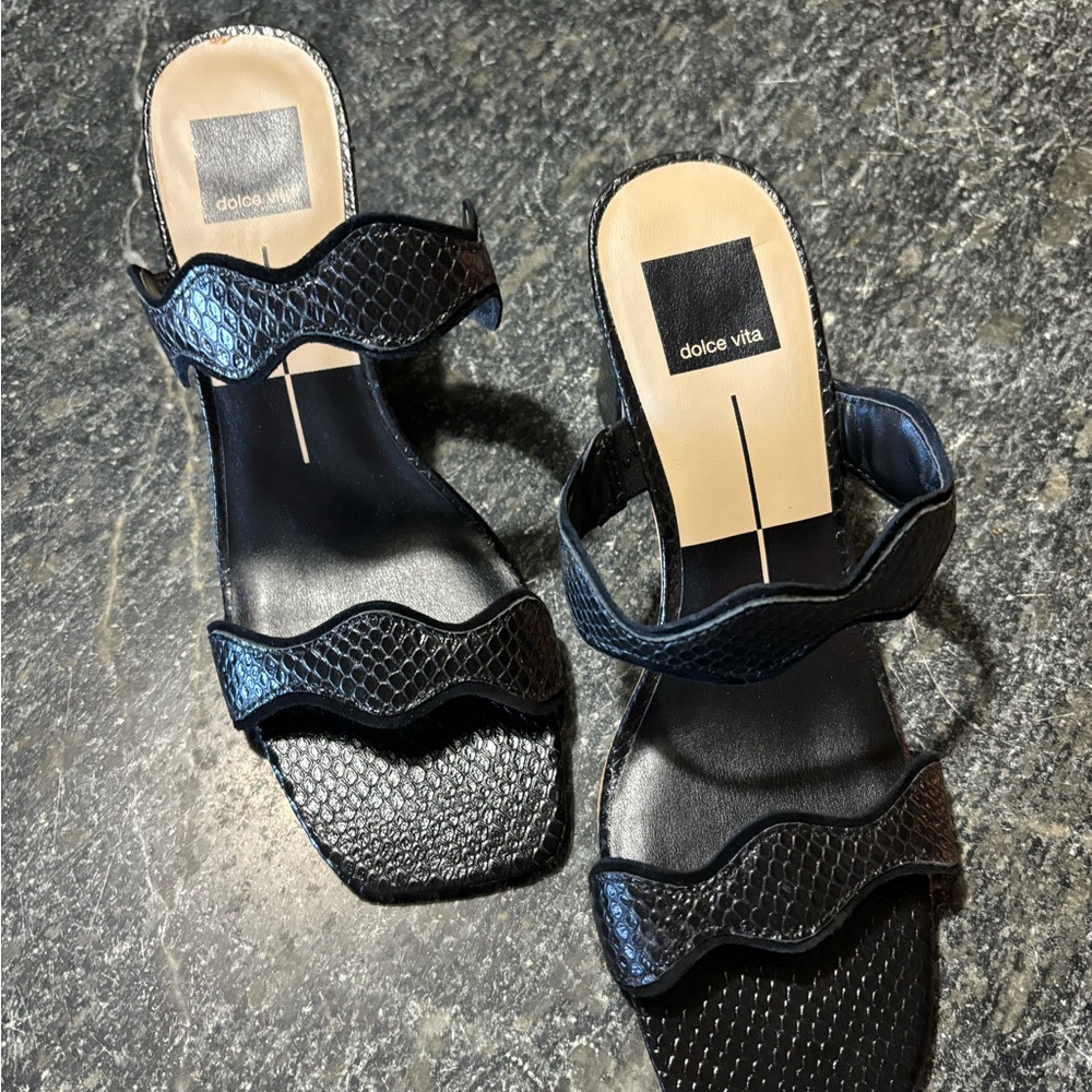 Dolce Vita Black Snake embossed Sandals